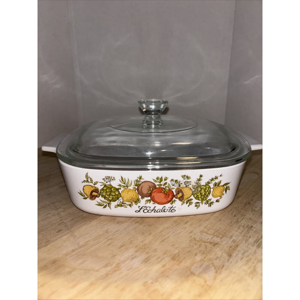Vintage Corning Ware 1 Liter Casserole Dish Lid L'Echalote SPICE OF LIFE A-1-B